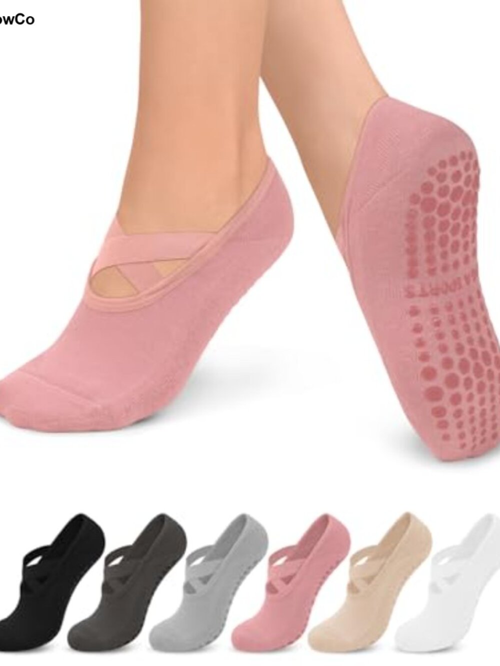 Non-Slip Yoga Grip Socks for Women Pilates Ballet Barre 6 Pairs